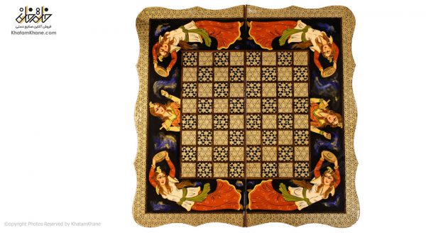 صفحه شطرنج و تخته نرد خاتم کاری ۵۰×۵۰سانتی متر تمام صدف